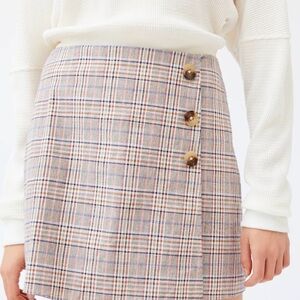 Lost + Wander Plaid Mini Skirt with Button Detail